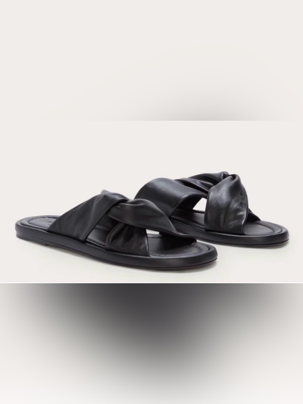 Everlane Black Knotted Leather Slide Sandals